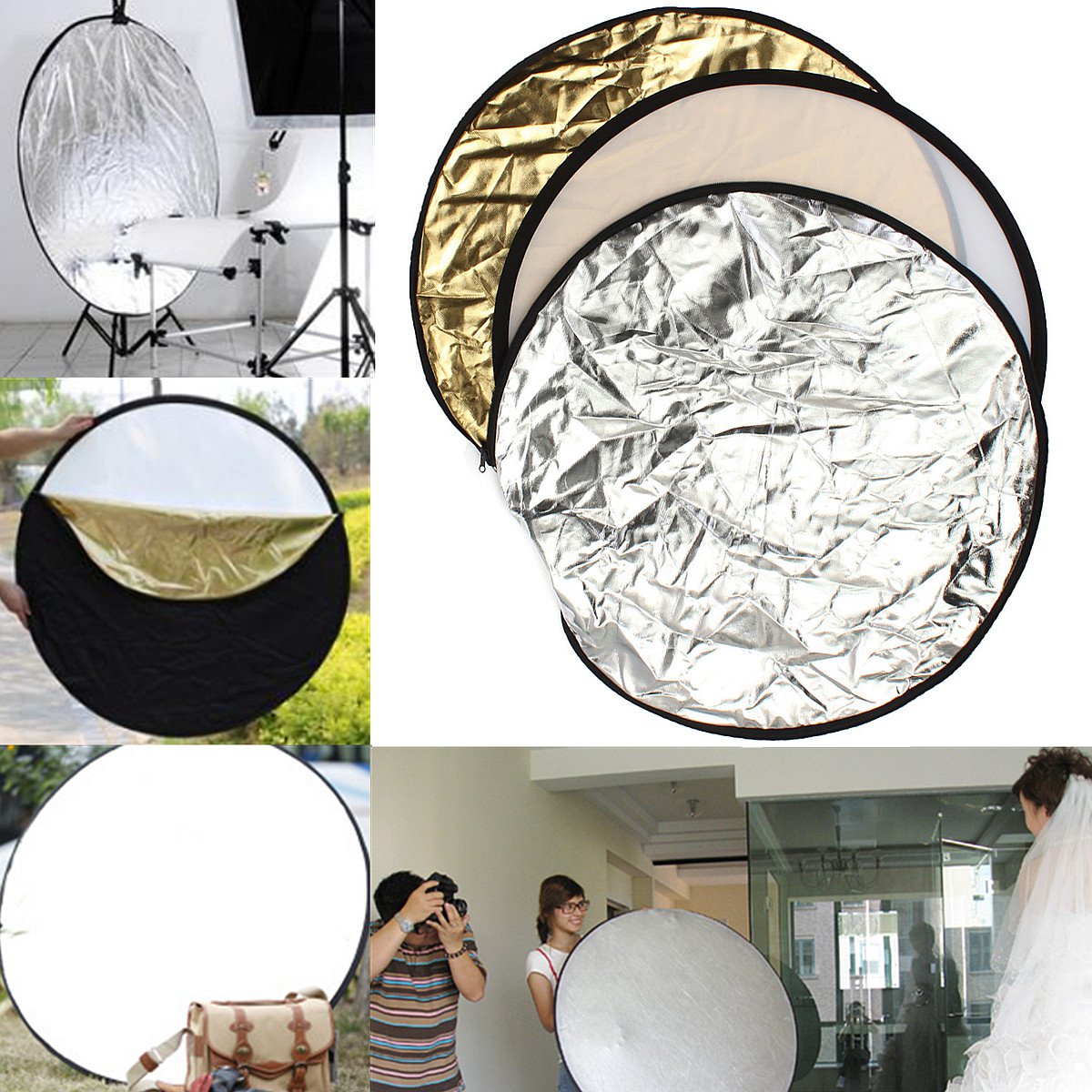 24'' 60cm 5-in-1 Photography Studio Photo Disc Collapsible Soft Light Reflector VW2