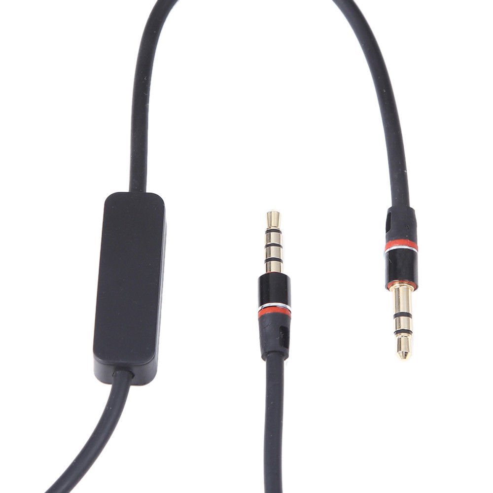 Black 3.5mm 1/8" Audio Cable Lead AUX-In Cord w/ MIC For Beats On-Ear Headphone V10