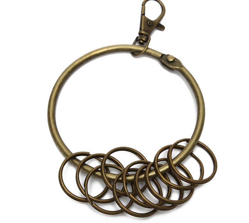 Large Retro Vintage Alloy Key Rings Bronze Round Keychain Holder Gift 8.5cm