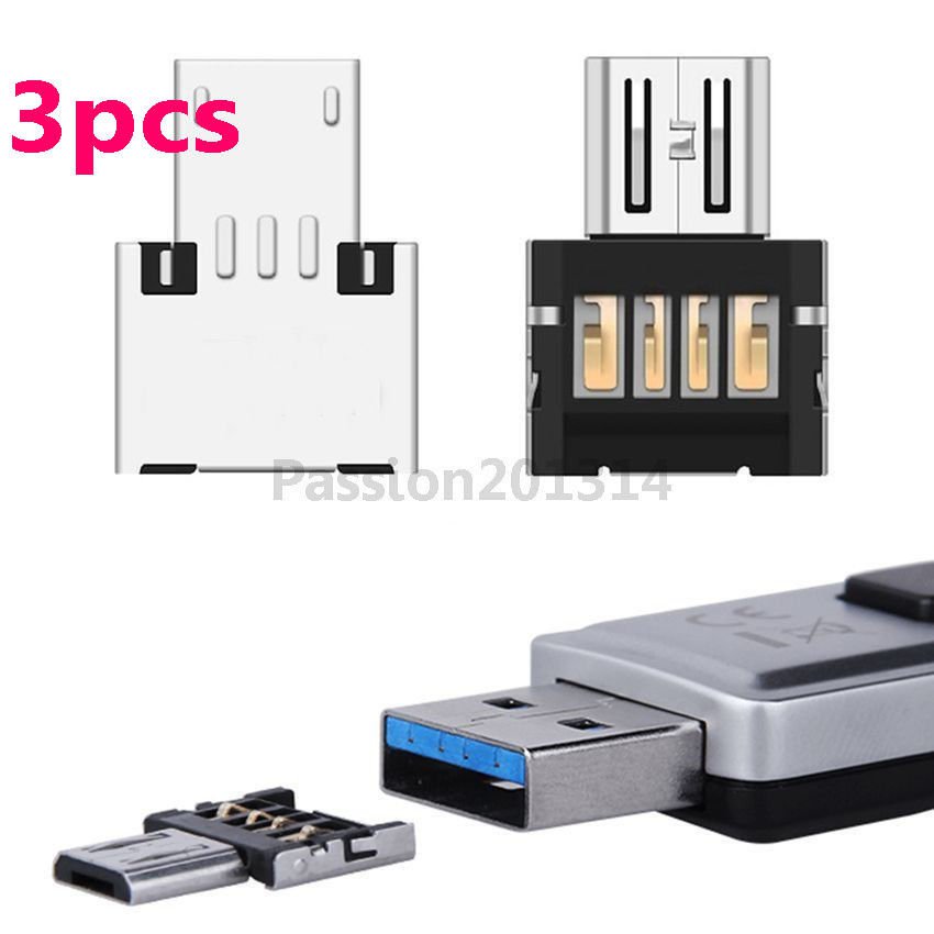 3Pc Micro USB Male to USB Female OTG Adapter Converter For Phone Tablet Mouse