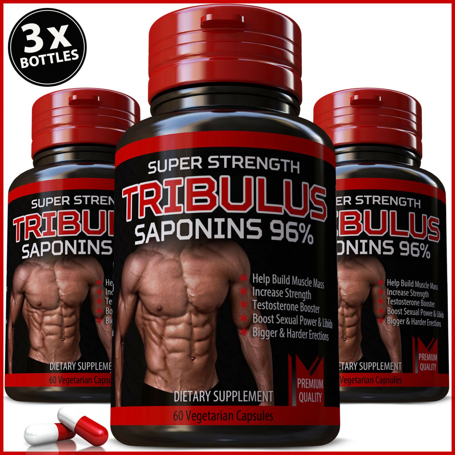 TRIBULUS TERRESTRIS 7500mg 96 SAPONINS BODY BUILD MUSCLE BOOSTER