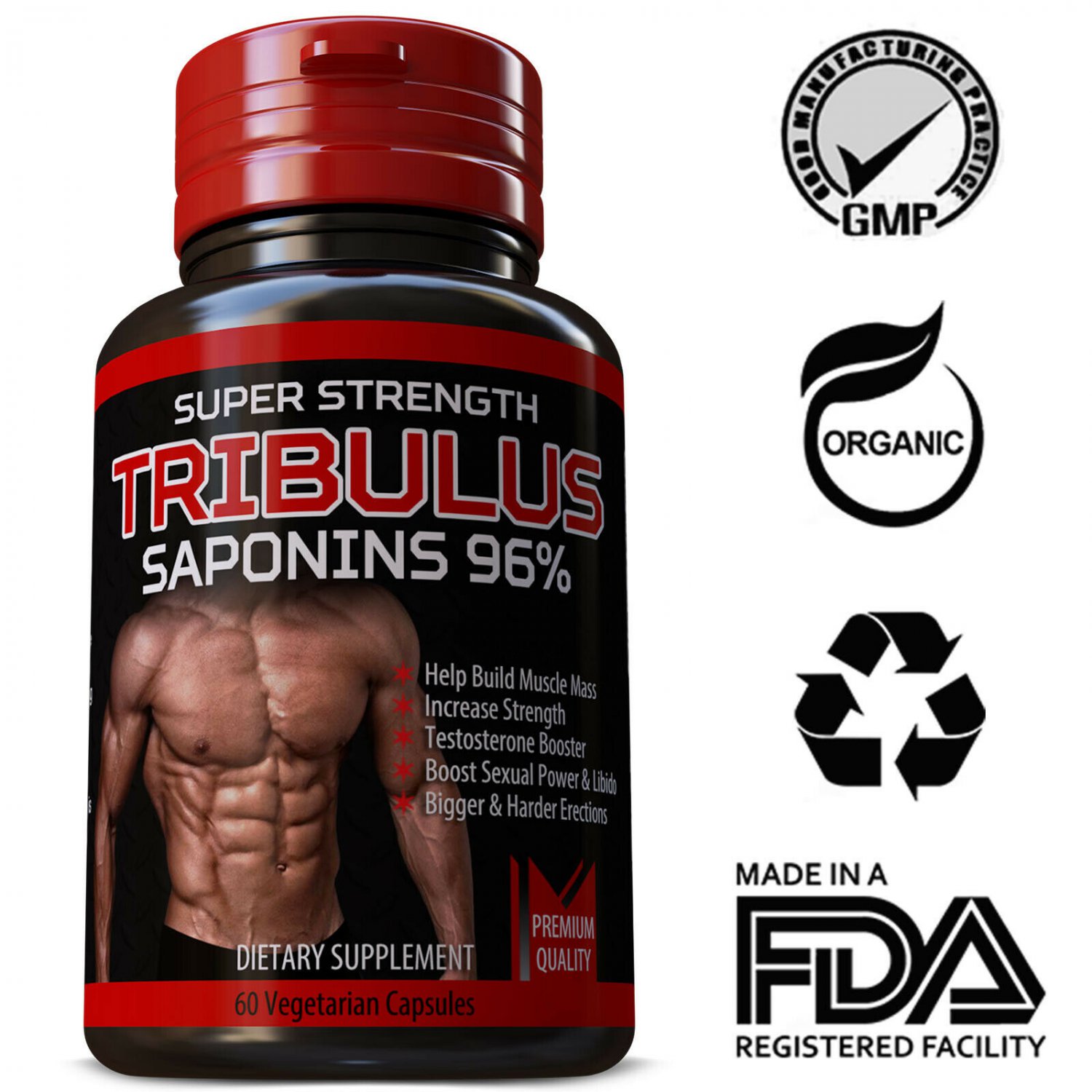 TRIBULUS TERRESTRIS 7500mg 96 SAPONINS BODY BUILD MUSCLE BOOSTER
