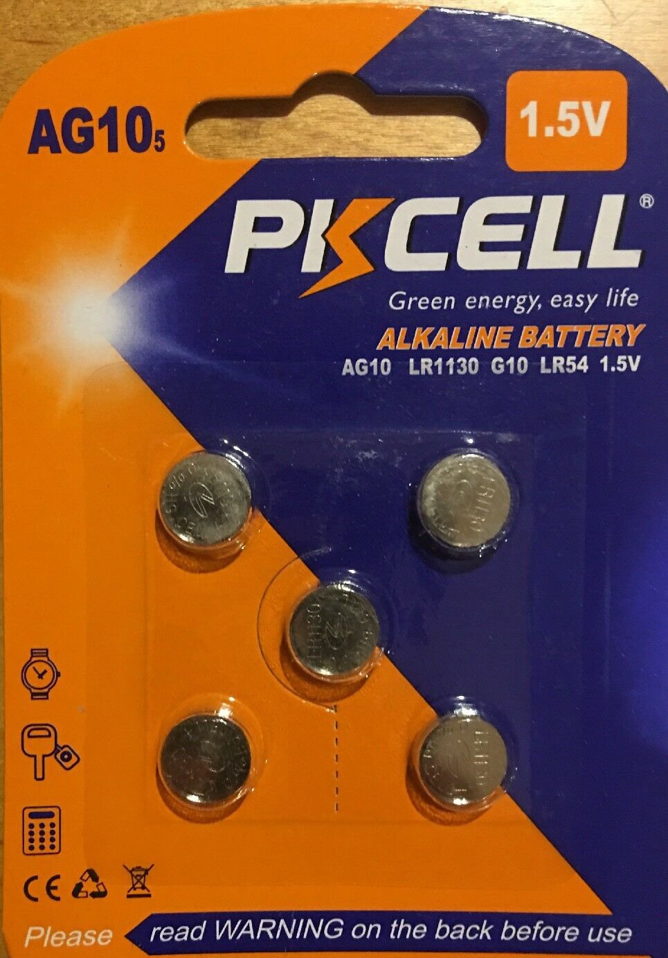 5-PKCell AG10 LR1130 LR54 SR1130 SR1130W Alkaline Battery