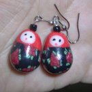 Matrioshkas earrings- red /black