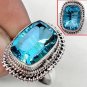 GENUINE BRILLIANT BLUE TOPAZ 7.74 CT GEMSTONE STERLING SILVER RING - SIZE 6.5