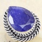 ANTIQUE Gemstone Sterling Silver Blue Water Drop Sapphire Ring Size 8