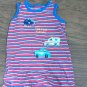 Carter's baby boy's red,blue and white striped short sleeveless outfit/bodysuit 12 mos