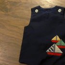 12 mos baby boy's navy sailboats overall/outfit