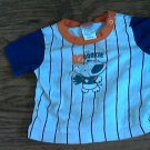 Fisher Price baby boy's white and blue short sleeve shirt 6-9 mos