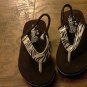 Cinderella toddler girl's black zebra thong flip flops size 7