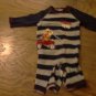 Disney baby boy's navy and grey striped long sleeve jumpsuit/outfit 6-9 mos