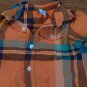 Healthex baby boy's orange,blue & brown plaids short sleeve shirt 18 mos