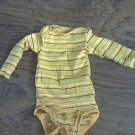 Carter's baby boy's yellow,green,black,white striped long sleeve bodysuit 6 mos