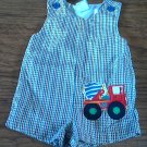 Baby boy's green,yellow,blue striped romper 6-9 mos Baby boy's green,yellow,blue striped romper 6-9 mos