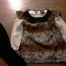 Hart Steet toddler girl's brown zebra long sleeve shirt pant set 3T