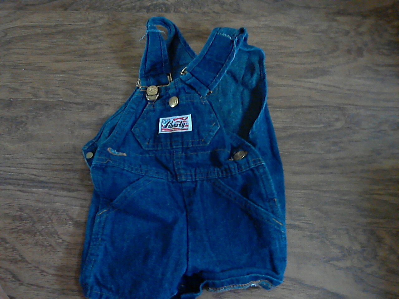 Liberty baby boy or girl dark blue demin short overall 18 mos