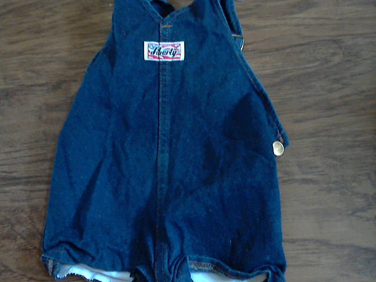 Liberty baby boy or girl dark blue demin short overall 18 mos
