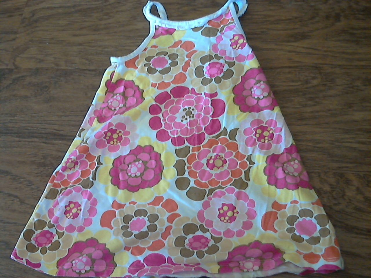 Faded Glory girl's brown,yellow, pink flowers string dress 3T