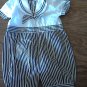 Carriage Botiques baby boy's navy and white solider cute outfit 12 mos
