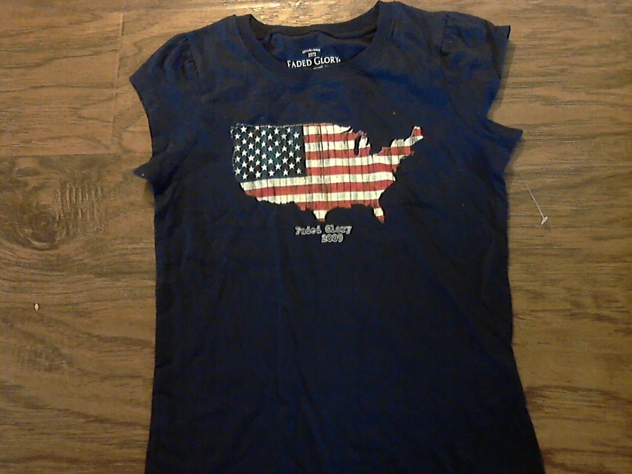 Faded Glory girl's navy American t-shirt size M (7-8)