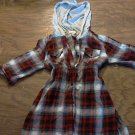 Girl's red tartan hoodie 1/2 sleeve shirt size 8