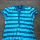 Faded Glory woman/girls blue  stripe short sleeve shirt size L/G (12/14)