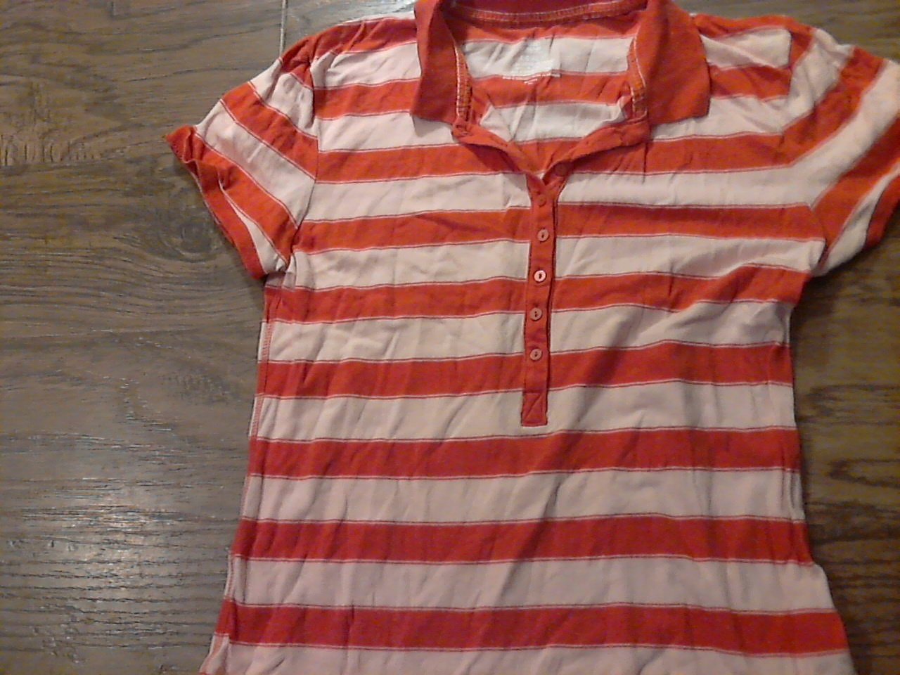 Faded Glory junior girls orange stripe short sleeve top size L (12/14)