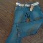 Girl's denim carpi pan t with gold belt size 3