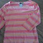 Forenza junior girl's pink and orange striped long sleeve scoope shirt size Large