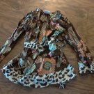 Girls boutique cotton long sleeve smocked floral cheetah shirt size 4T Girls boutique cotton long sleeve smocked floral cheetah shirt size 4T
