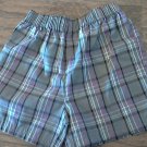 Kidgets baby boy's grey,purple, black plaid elastic waist short size 6-9 mos