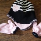 Toddler girl's black and pink hat and mitten set size one size