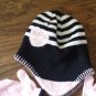 Toddler girl's black and pink hat and mitten set size one size