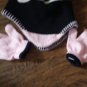 Toddler girl's black and pink hat and mitten set size one size