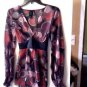 Woman's Bisou Bisou purple black blouse top S/CH