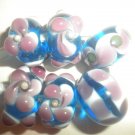 ~ Cindy's Handmade Lampwork Large Focal Beads Glass Set Aqua and Amethyst SRA  ~
