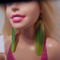 Handcrafted Long Macaw Feather Earrings Tones of Green 5 Inches Long