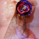 Halloween Fun Flower Hair Clip Witches Hat Boot Or Bat Accent Spider Web Mesh