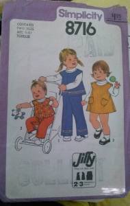 Vintage 1978 Simplicity Pattern #8716 Two Toddler Sizes 1/2 and 1 Jiffy Jumper