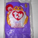 1998 McDonalds TY Teenie Beanie Babies #6 "Happy" Hippo New in Package