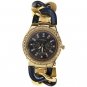 Geneva Quartz Watch with Diamonds Strips - Black / Gold