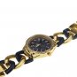 Geneva Quartz Watch with Diamonds Strips - Black / Gold