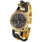 Geneva Quartz Watch with Diamonds Strips - Black / Gold