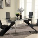 Black Glass Extendable Dining Set with Four Zig Zag Chairs
