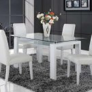 Casual Rectangular Glass Dining Table with Storage Shelf and Chairs