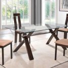 Contemporary Rectangular Glass Dining Set with X-Shaped Legs