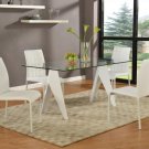 Contemporary Rectangular Glass Top Dining Set with Split Leg Base