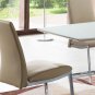 Frosted Glass Extendable Beige Dining Set with Four Chairs