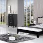 Classical Black High Gloss Bedroom Set With Fabric Tufted Headboard