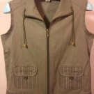 Allison Daley Petite Womens 6p Zippered Green Sleeveless Vest